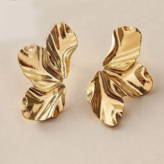 Brincos Femininos Folha Meia Pétala Flor Folheado a Ouro 18k Acessórios Femininos Brinco Dourado em Oferta na Shopee