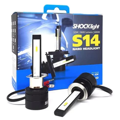 Kit Lâmpada Super Led S14 Nano Shocklight H1 H3 H4 H7 H8 H11 H27 6000K Branco Frio Farol Carro