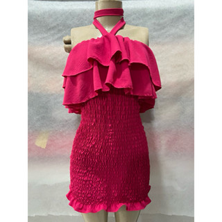 Vestido Lastéx com Babado Feminino - P/M/G/GG
