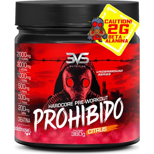 Pré Treino Prohibido 360gr Fórmula Avançada Creatina, Beta Alanina, Taurina, L-tirosina, L...