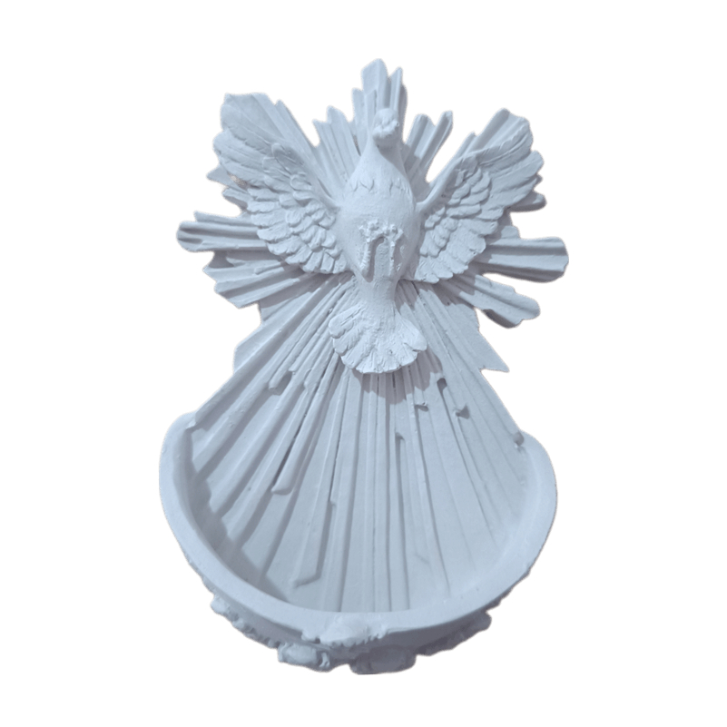 Pia Porta Água Benta Divino Espírito Santo em Resina 14cm em Oferta na Shopee