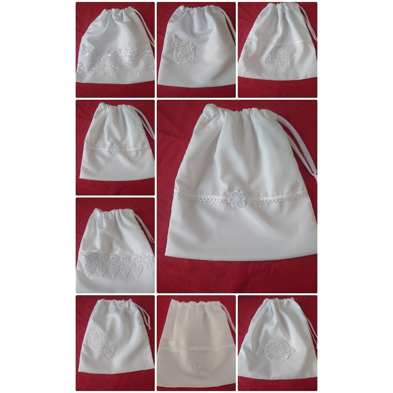 3 porta véus variados - tecido seda fake e enfeitados com rendinhas variadas.