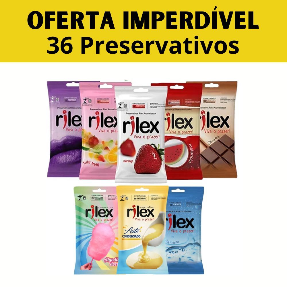 KIT 36 Preservativo Masculino Rilex - 12 PACOTES Camisinha de Sabor Variados SEX SHOP em Oferta na Shopee