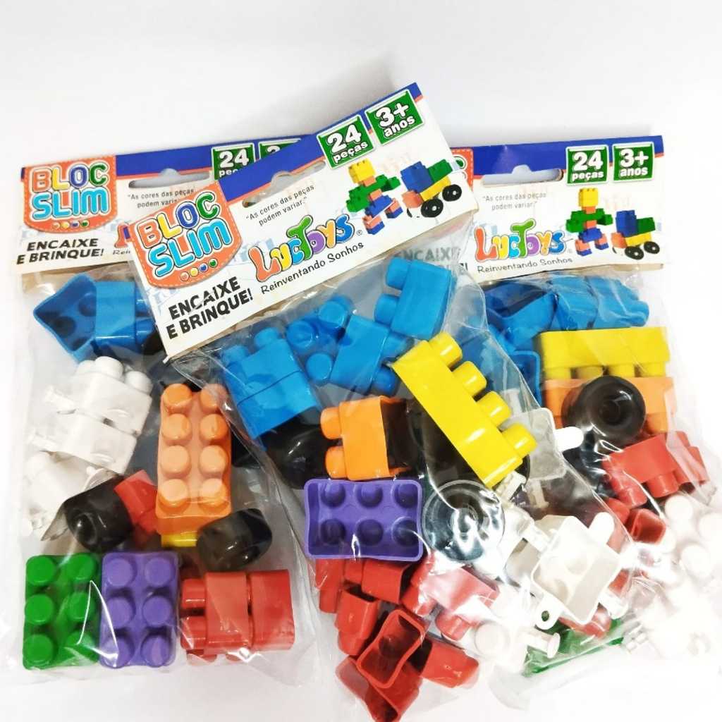 Kit 20 Pct de Bloco De Montar Encaixar com Rodinha Brinquedo Educativo 24 Peças Oferta Lembracinha em Oferta na Shopee
