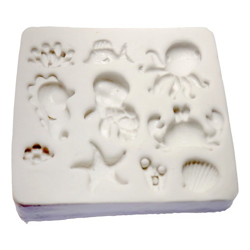 Molde De Silicone Fundo Do Mar Polvo Peixe Algas Conchas Estrela do Mar Tartaruga