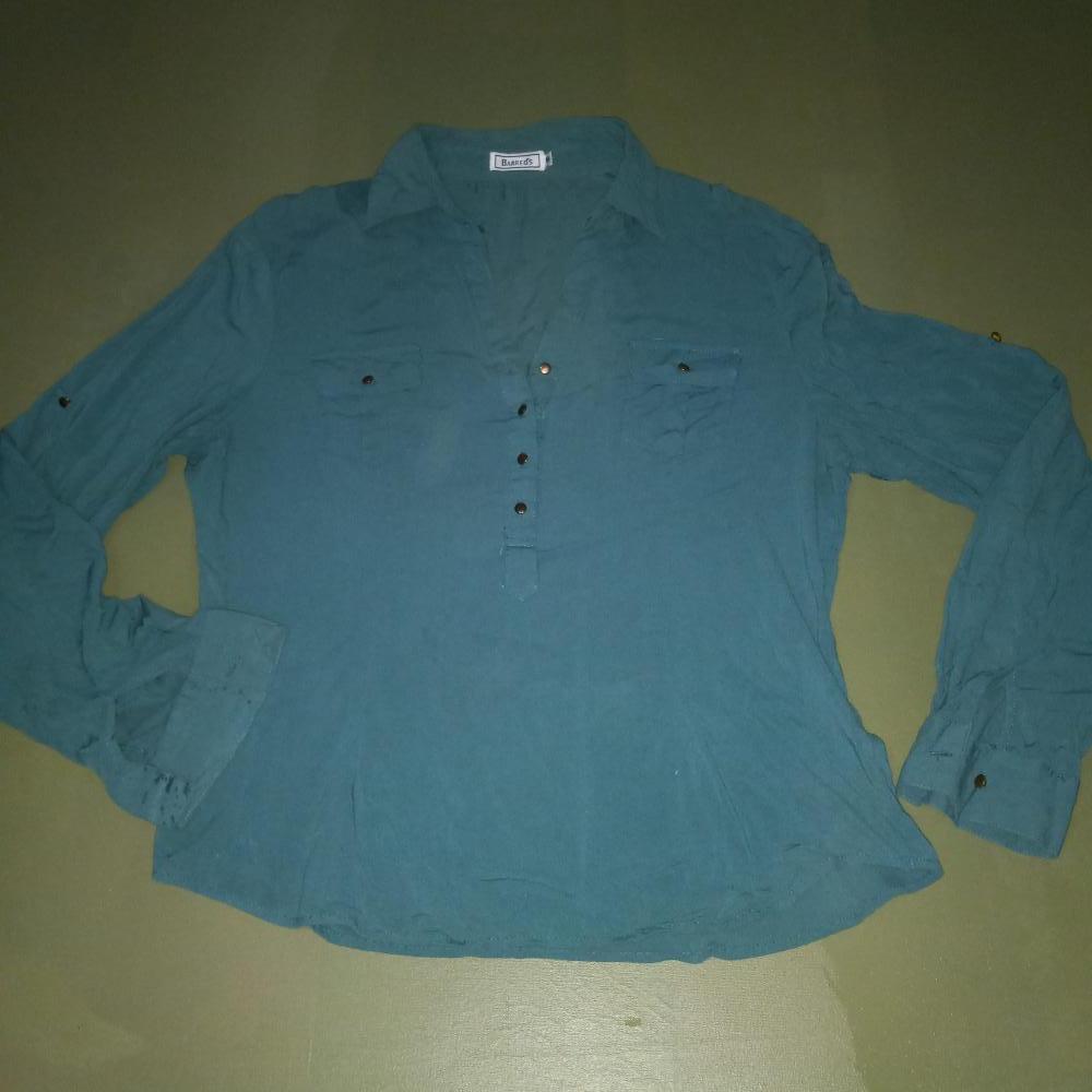 Camisa Verde turquesa Barreds M Medidas na Descrição | Roupas femininas Masculinas SECOND HAND customização upcycles Novas e Usados Brechó Desapego Tem na DVT Mix Bazar