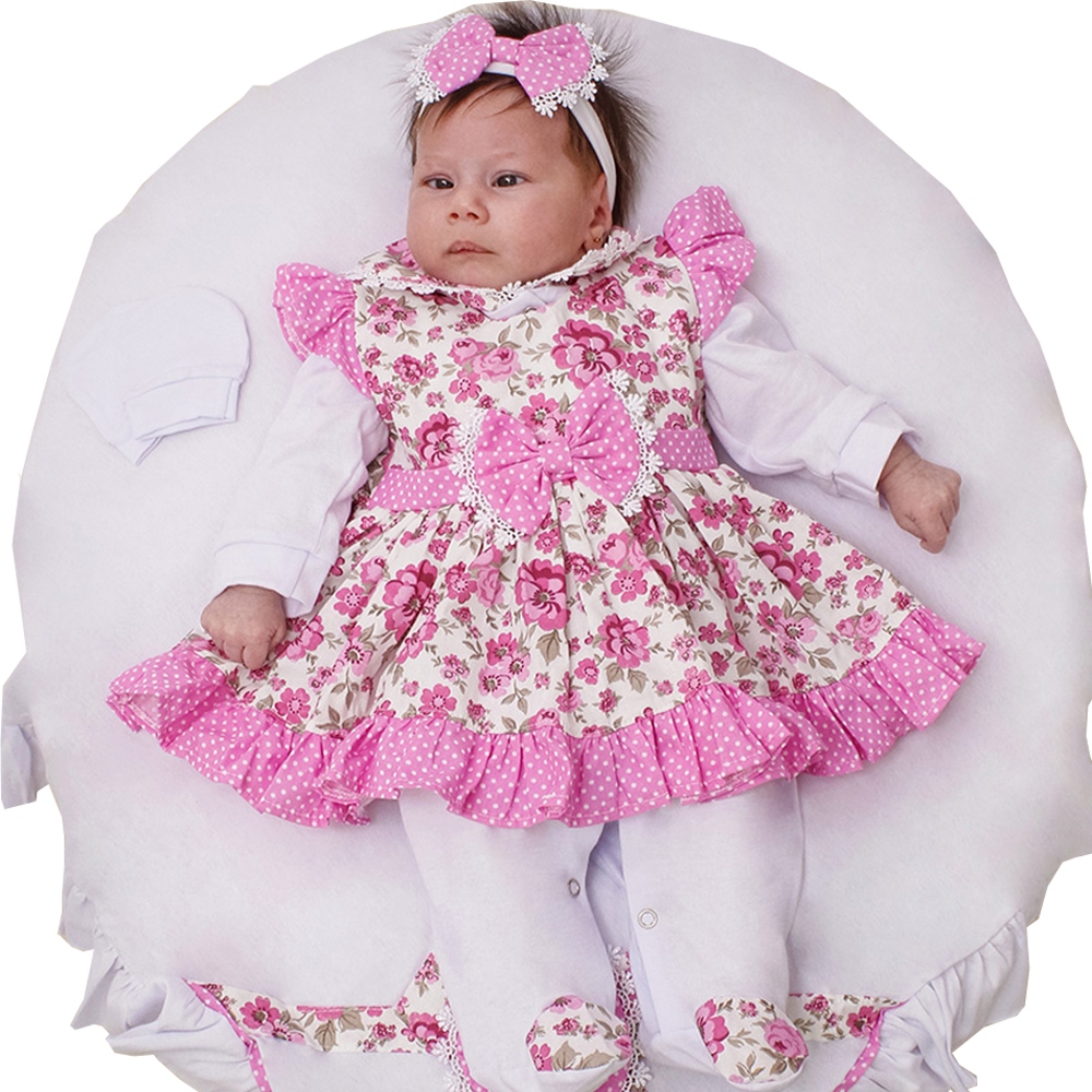 Saída de Maternidade Menina Isis Luxo Floral Pink 05 Peças