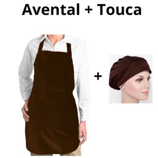 Conjunto Avental 2 Bolsos + Touca De Cozinha PRETO, MARROM OU BRANCO unisex cozinha hamburgueria chef PROMOÇÃO!!!!