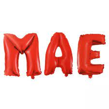 BALÃO METALIZADO DE LETRA VERMELHA “MAE” em Oferta na Shopee