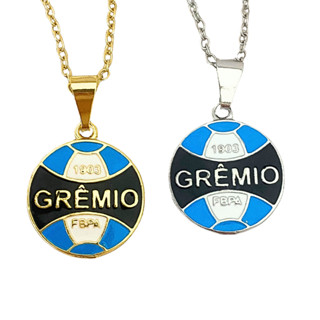 CORRENTE MASCULINA CORDÃO TIME FUTEBOL PINGENTE ESCUDO GREMIO