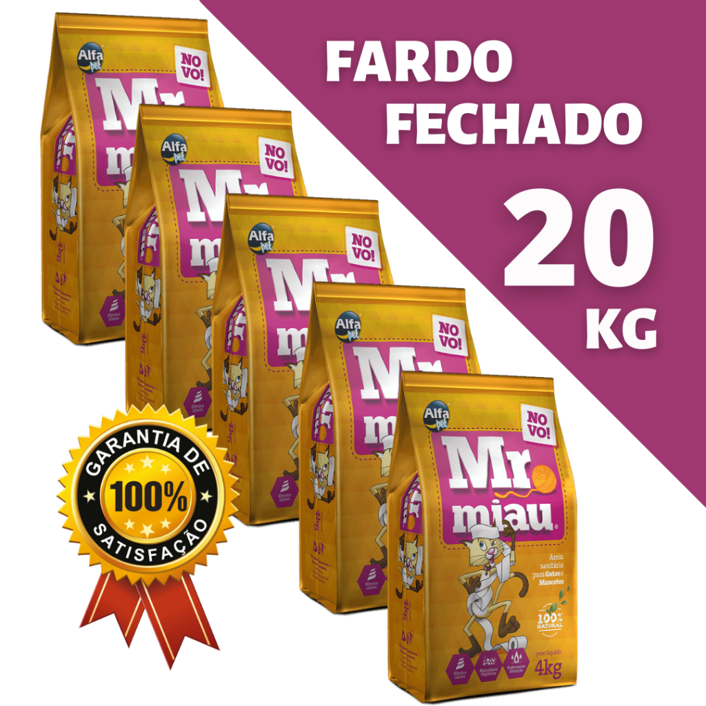 20 kg de Areia Sanitária Higiênica Mr Miau Alfapet Para Gatos - Pets