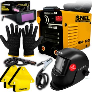 Máquina de Solda Inversora Mini-120i com Kit de Segurança + Esquadros Magnético 12kg