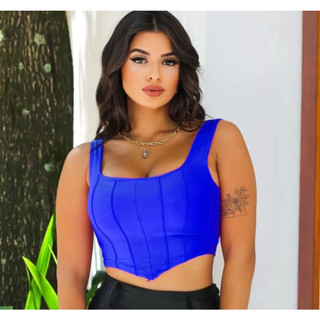 Cropped Corset Bico V Corselete Com Bojo  tecido suplex moda  blogueira.