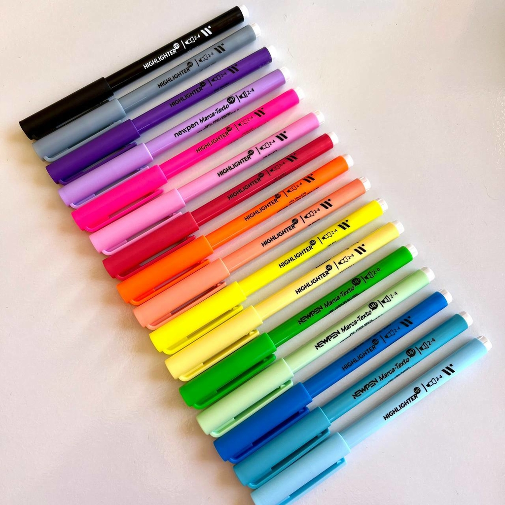 Kit Marca Texto NewPen Slim - Caneta - 16 ou 6 Cores - Pastel e Neon