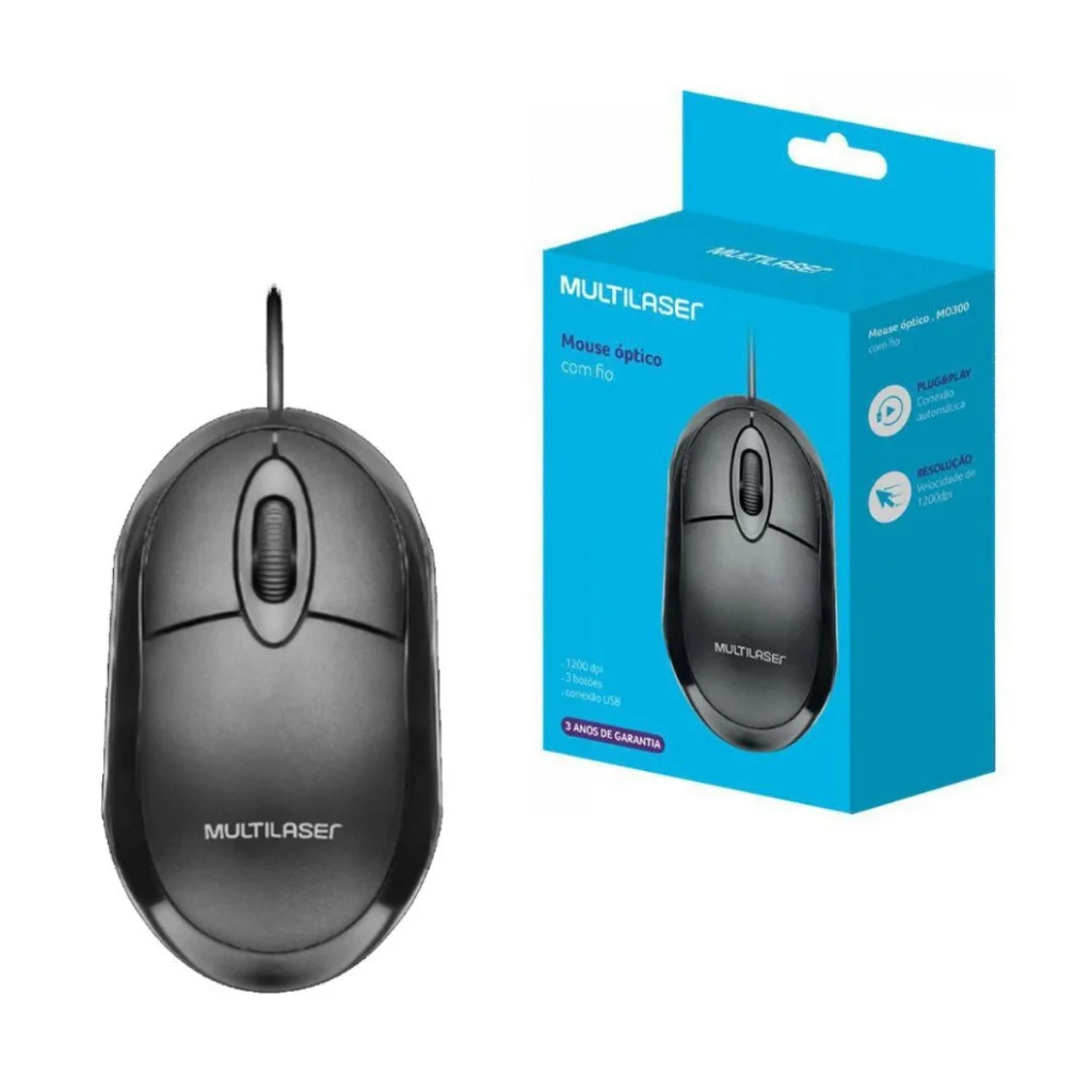 Mouse com Fio USB Gamer Notebook Computador PC 1200DPI M0300 Multilaser