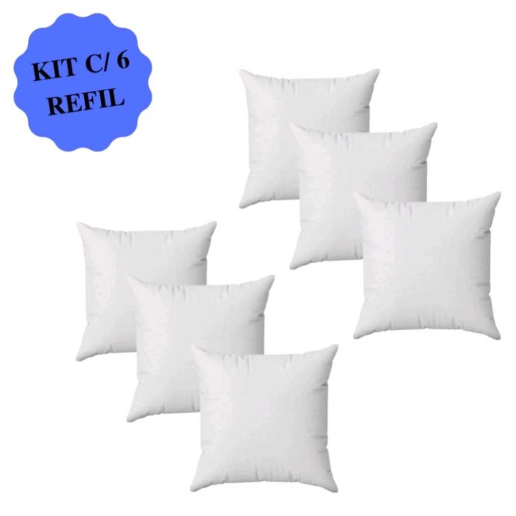 kit c/ 6 Refil Enchimento Para Almofada 50x50 - fibra siliconada