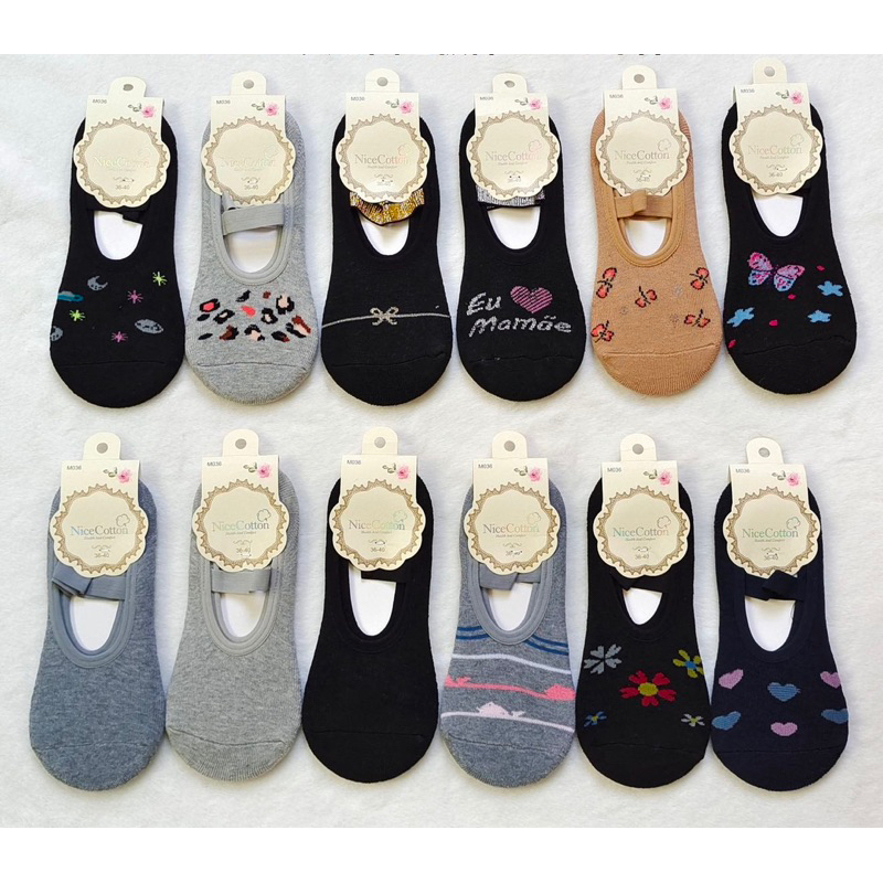 Kit com 12 Pares Meia Sapatilha Yoga Pilates Cores Sortidas Algodão nice cotton cores escuro em Oferta na Shopee