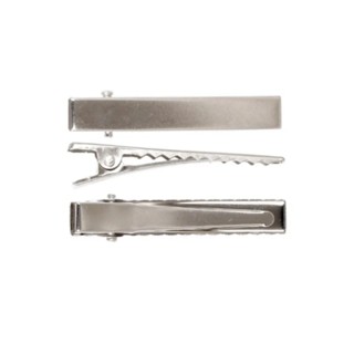 Presilha Bico De Pato Prateado Quadrado Importado Para Cabelos 3,2 cm Com Dente 50 Unidades - 01 Pacote