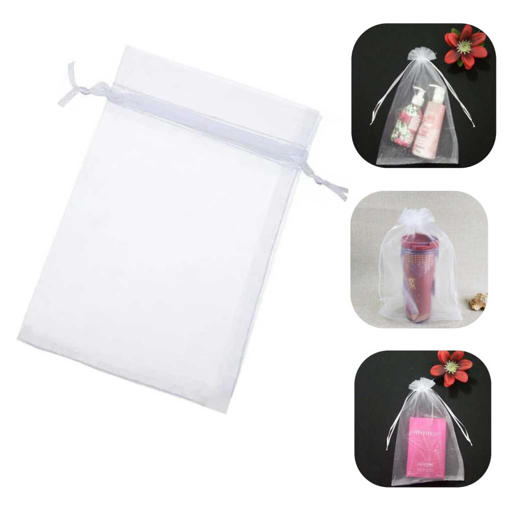 Saquinhos De Organza 20x30 Cor: Branco Kits 10/15/20/25/30/40/45/50 UN p/ canecas, toalhas, biquínis