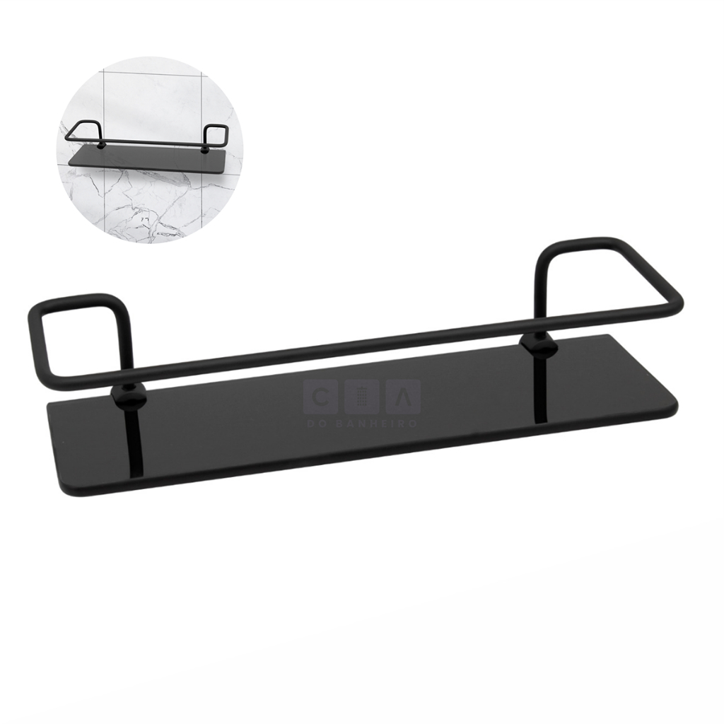 Porta Shampoo Reto Preto com Vidro Fumê em Oferta na Shopee