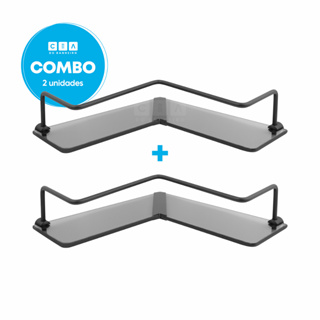 Kit 2 Porta Shampoo Canto Em L Preto Fosco Vidro Fume em Oferta na Shopee