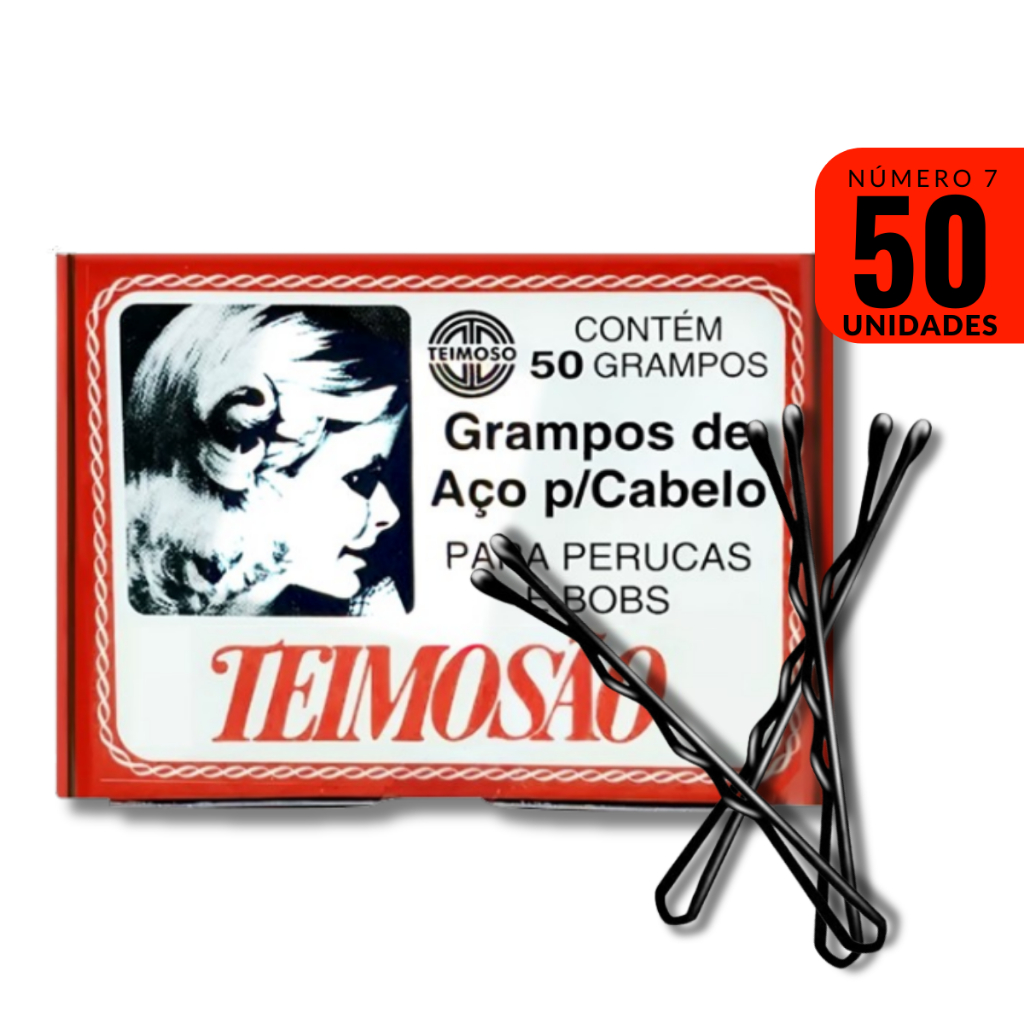 Grampo de Cabelo Teimosão Preto N°7 C/50UN Em Aço