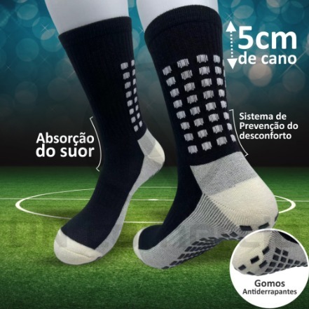 Meias Esportivas Futebol  Antiderrapantes De Alta Qualidade MF-001 Cano de 5cm em Oferta na Shopee