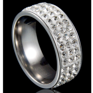 Anel em Aço inox prateado em strass em Oferta na Shopee