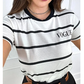 T shirt 100% Algodão Feminina Camiseta Feminina Estampada Listrada