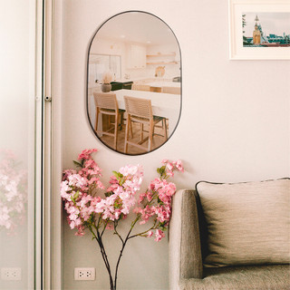 Espelho Pinterest Grande Orgânico Borda Couro 3cm Decorativo Sala Quarto 44x64cm Mod. Pílula em Oferta na Shopee