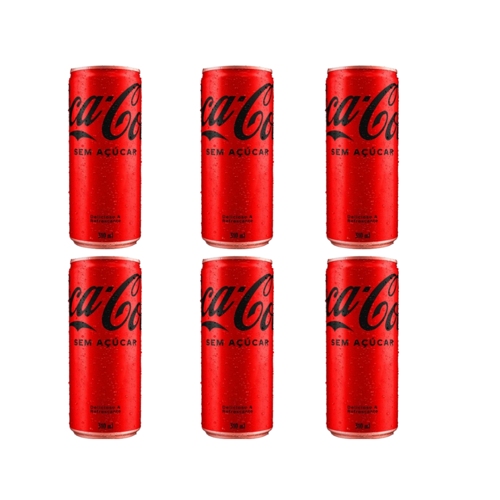 Refrigerante Coca-Cola Sem Açúcar Lata 310ml - Caixa com 6 Unidades