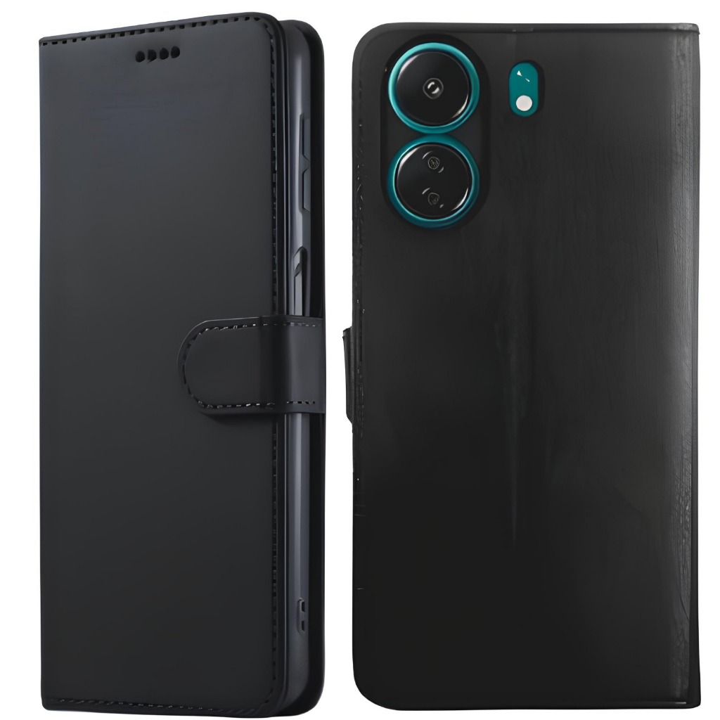 Capa Capinha Case Carteira Preta +Película Para Xiaomi Redmi 13C em Oferta na Shopee