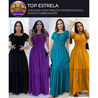 Vestido Longo Moda Evangélica Feminino Ciganinha Com Botões babado (REF 5) Verão