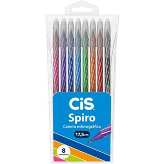 8 Caneta Spiro Esferográfica 0.7mm Colorida 1 De Cada Cor