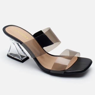Sandália Feminina Salto Transparente Acrílico Tira Vinil Moda Domidona
