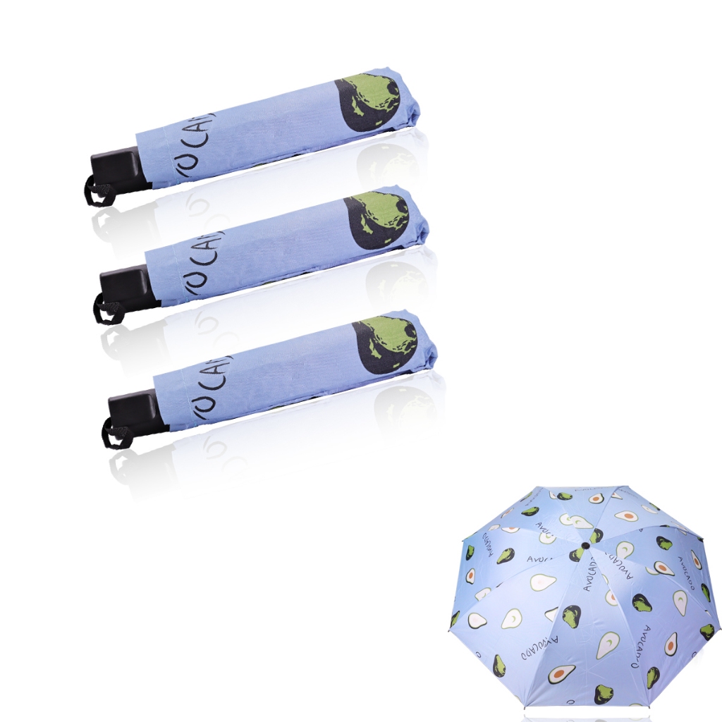 Kit 3 Guarda Chuva Portáteis Reforçado Padrão De Frutas Top