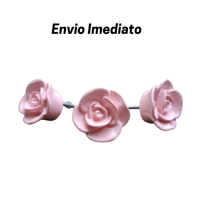 Puxador em Resina Formato de Flor Rosa 3 Unidades em Oferta na Shopee