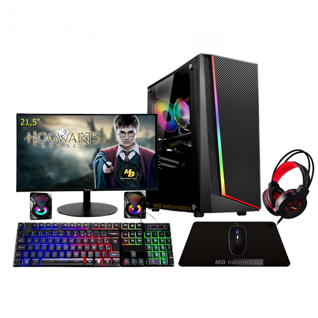Cpu Gamer Completo Ryzen 5 5500 + RX 580 8GB c/ SSD Nvme 16GB ou 32GB Ram DDR4 3