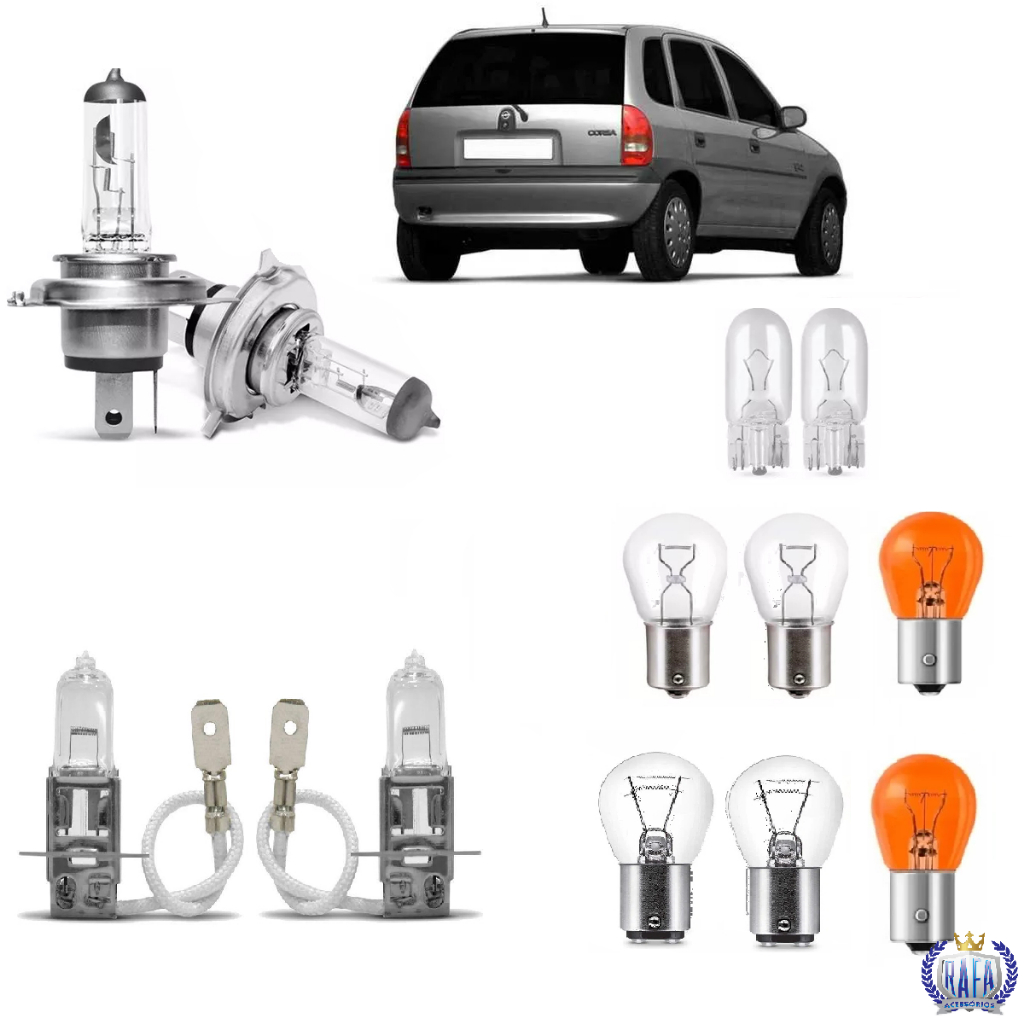 Kit Lampada Farol Baixo Alto e Milha + Lanterna Corsa Hatch 1994 A 99