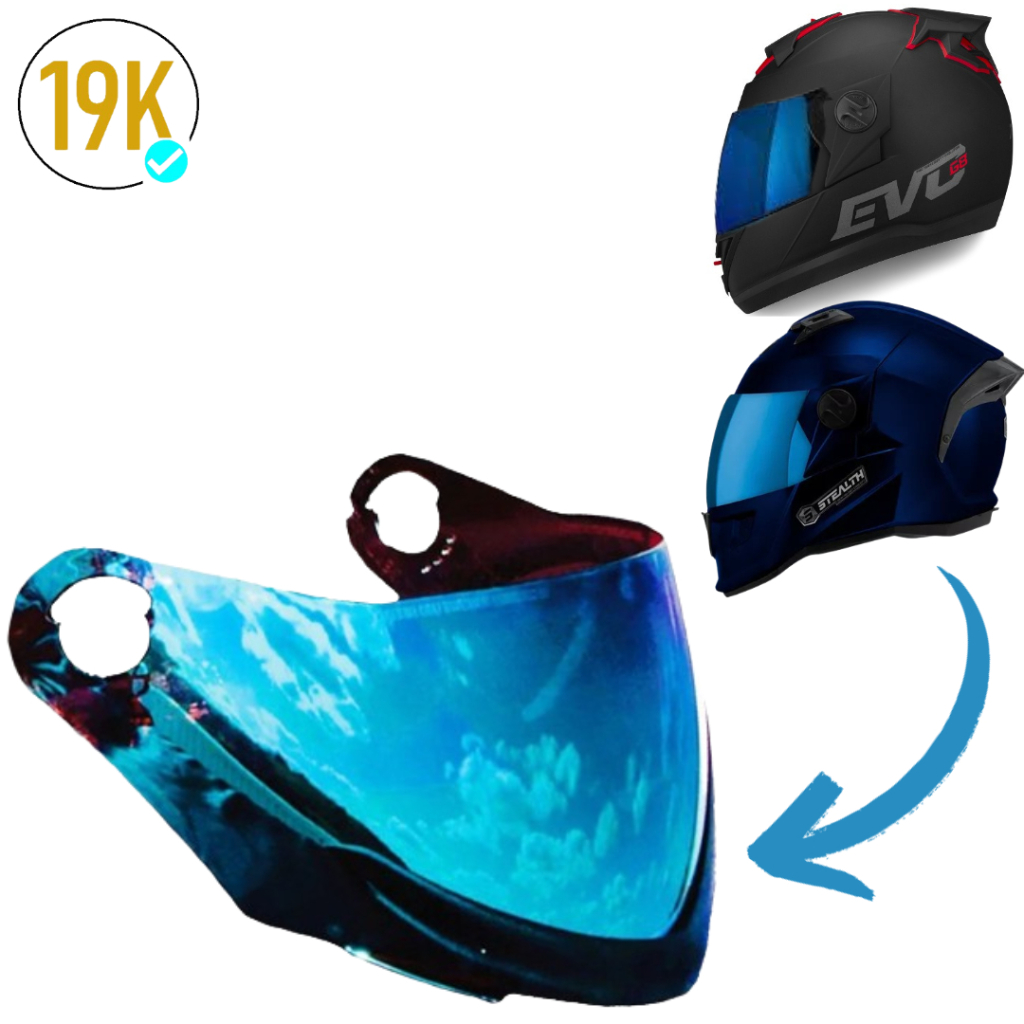 VISEIRA CAPACETE STEALTH DOURADA IRIDIUM AZUL MOTO REPOSIÇÃO EVOLUTION 788 G4 G5 G6 G7 G8 — PRO TORK