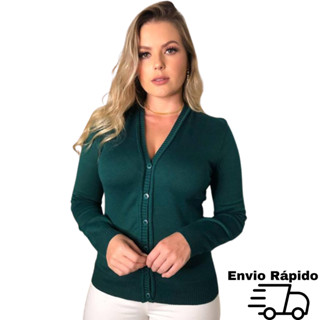 Casaco Cardigã Casaquinho Elastano Feminino Tricot Inverno