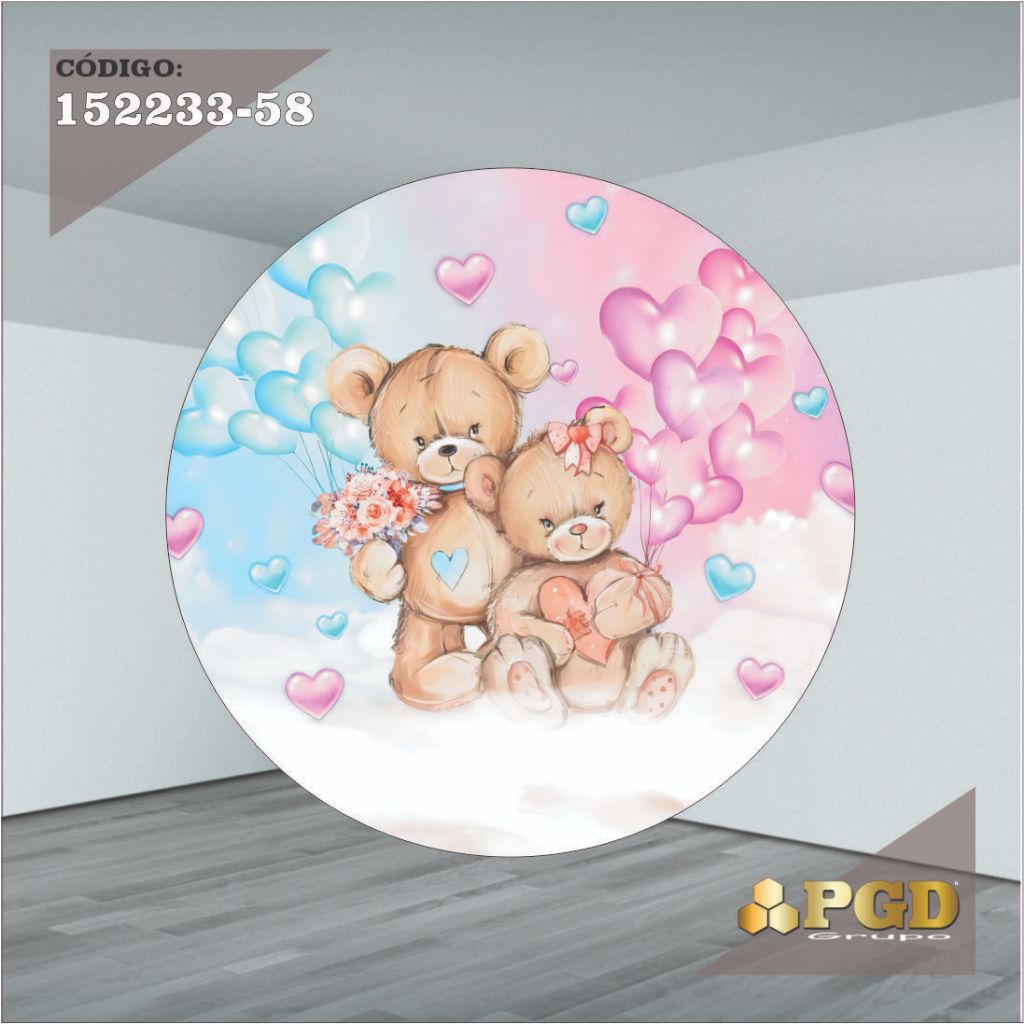 Painel Chá Revelação 1,50m Sublimado Helanca Gold com Elástico