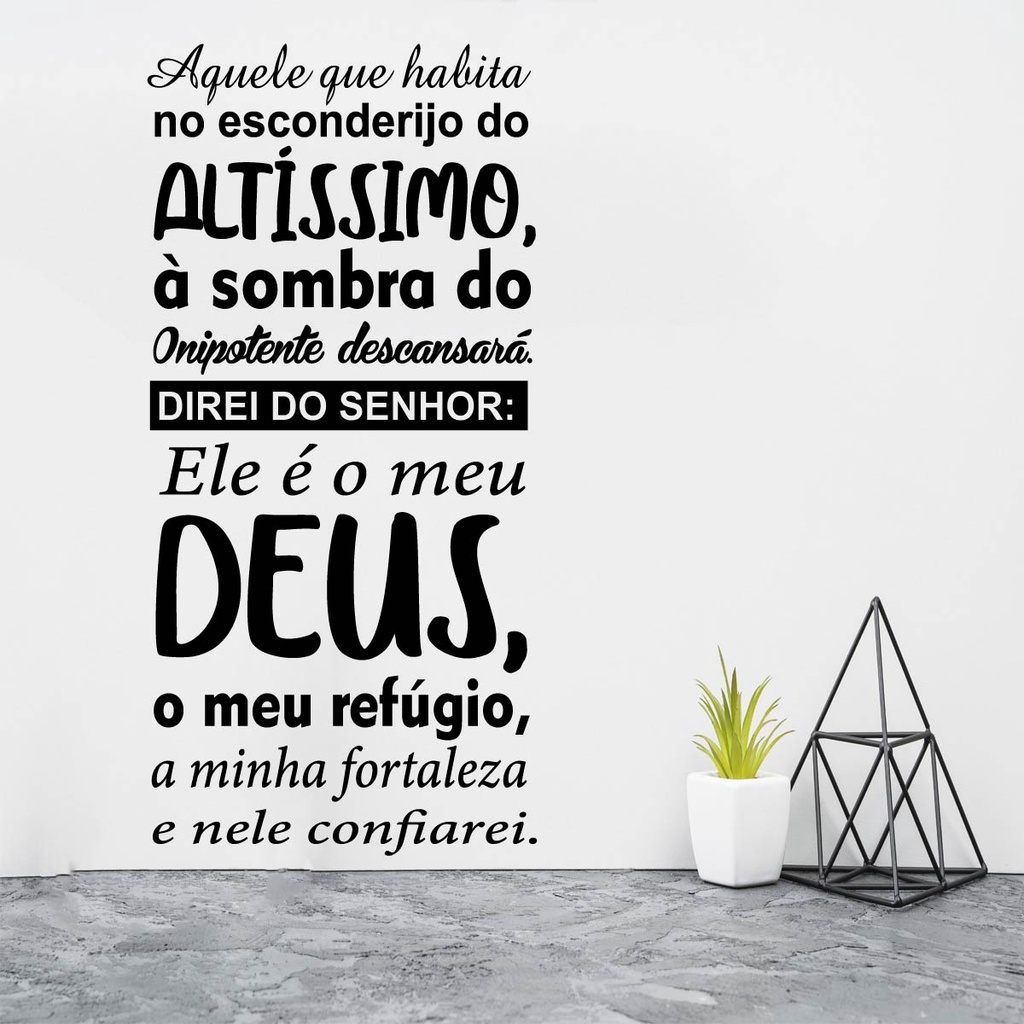 Adesivo Parede Religioso Fé Salmos 91 Aquele Que Habita 94X44CM