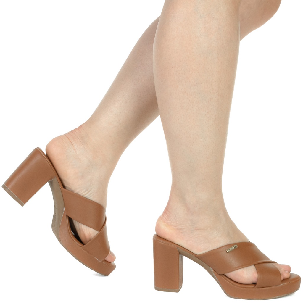 Tamanco Feminino Salto Alto Meia Pata Plataforma Confortável Via Angel 7102