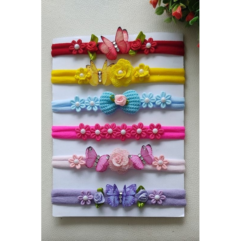 tiara lacinho bebê na meia de seda kit com 6 unidades em Oferta na Shopee