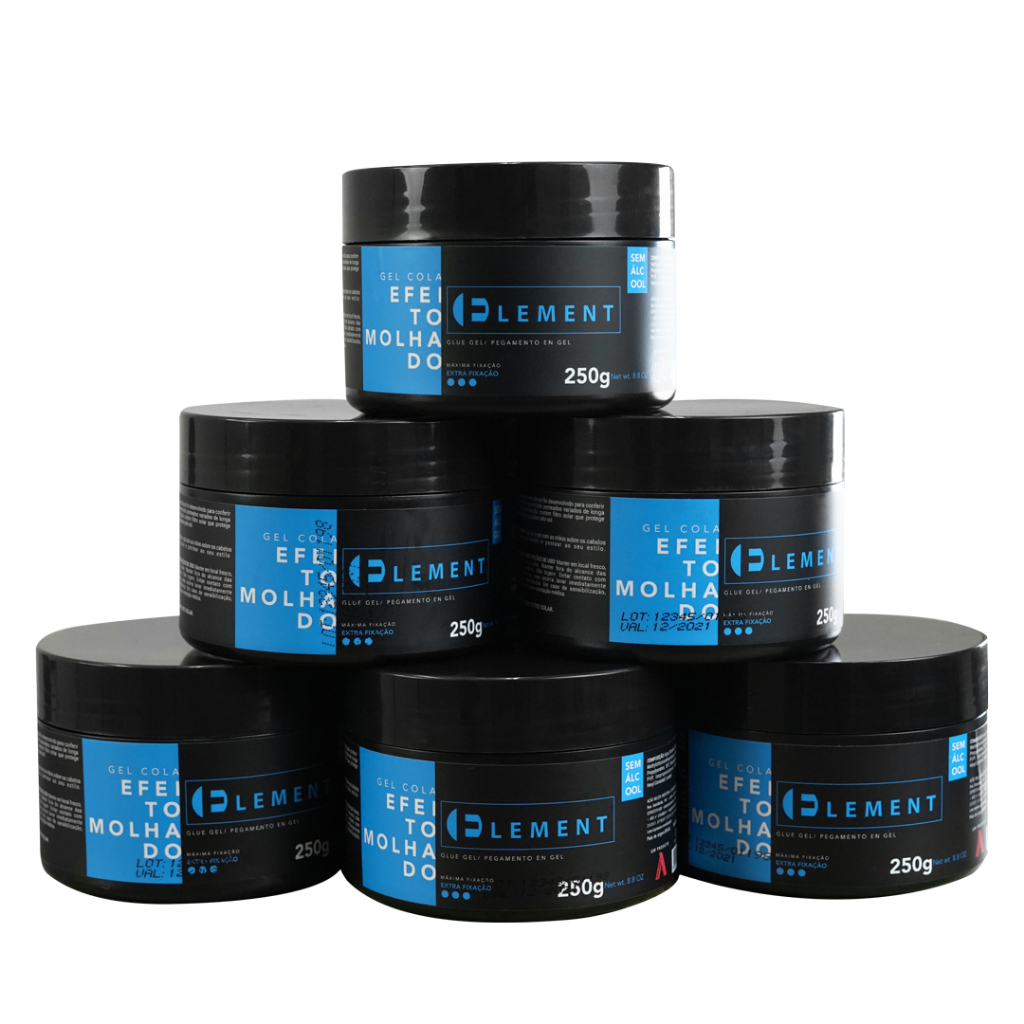 KIT 6 UNI  GEL COLA FIXAÇÃO FORTE EFEITO BRILHO ELEMENT ALFA LOOKS 250gr em Oferta na Shopee