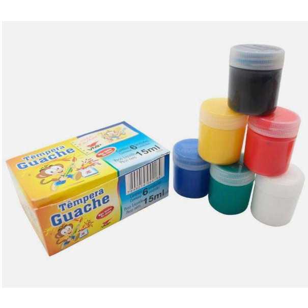 Tinta Guache VMP C/ 6 Cores 15ml Cada | VMP, Massinha de modelar, soft glitter, com 6 cores, 90 gramas, UTI GUTI Massinha Larga Vida, Massa para Modelar Colorida em Estojo