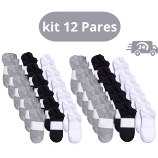 Kit 12 Pares Meias Soquetes - Meia Algodão Unisex Cano Curto Masculina Feminina Unissex