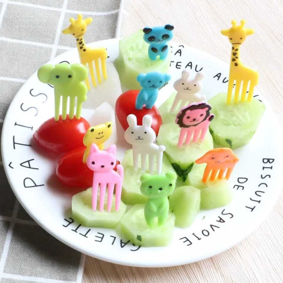 Garfinho Palitos Para Fruta Petiscos Lancheira Animais Infantil (KIT 10 GARFOS)