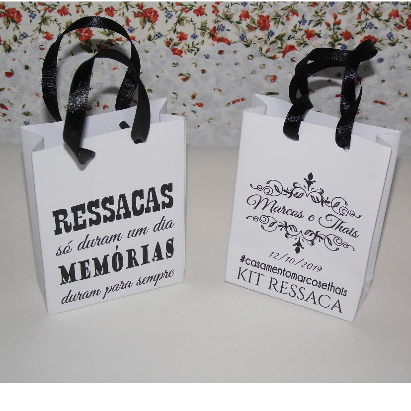 Mini Sacolinha para Kit Ressaca com Alça Tamanho 10 cm alt x 7 larg x 2,5 cm prof